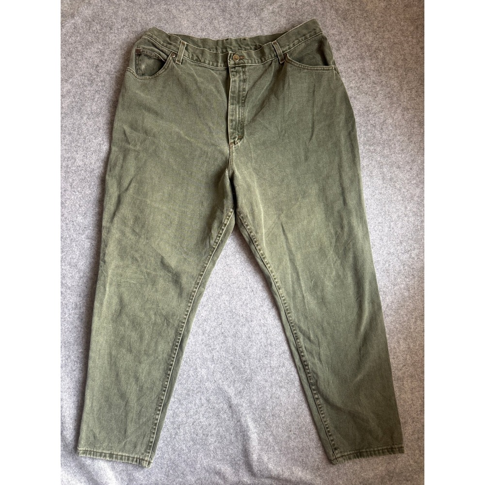 Lee Riveted Womens Jeans 24W Med Olive Green Tapered Leg High Rise Cotton Denim